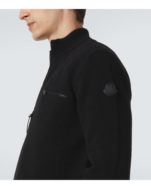 Moncler Black Wool And Cashmere Half-Zip Sweater for men