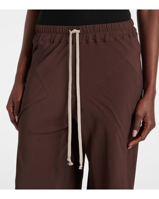 Rick Owens Brown Dietrich Drawstring Crepe Cady Straight Pants