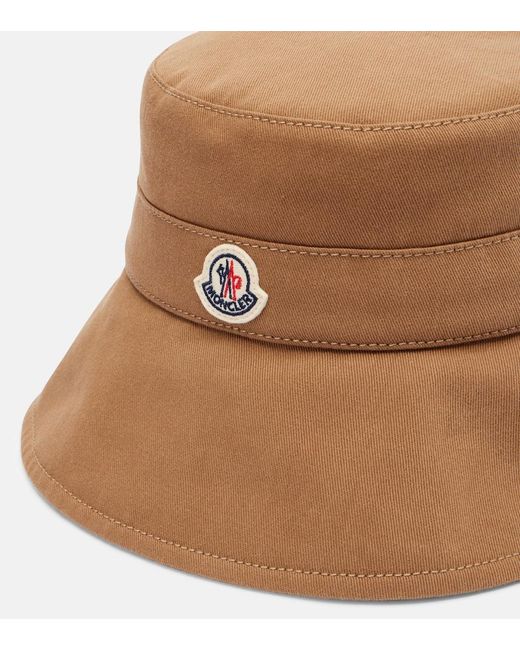 Moncler Natural Logo Cotton Canvas Bucket Hat