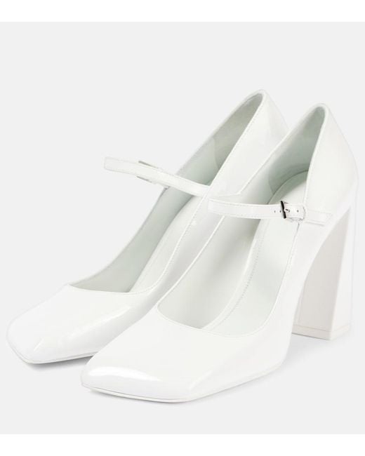 AMINA MUADDI White Charlotte 95 Patent Leather Mary Jane Pumps