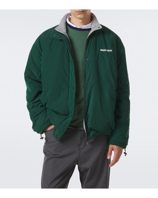 Miu Miu Green Logo Technical Jacket for men