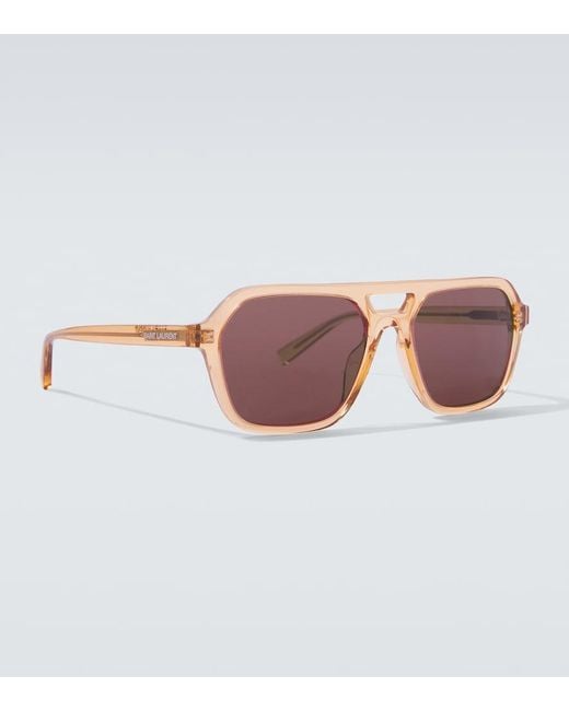 Saint Laurent Brown Aviator Sunglasses for men