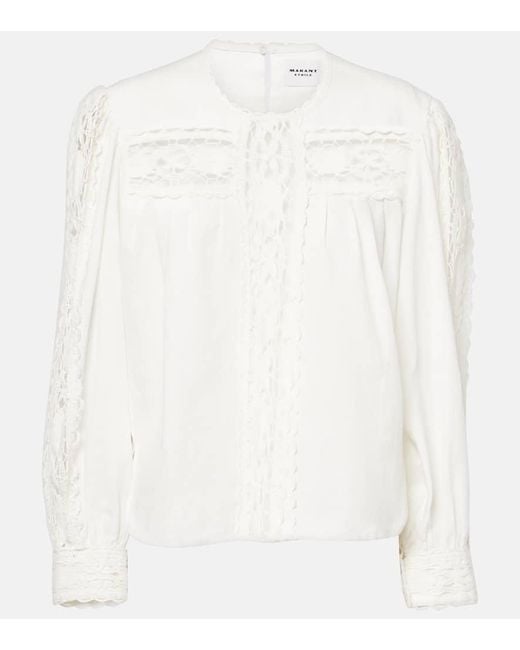 Isabel Marant White Bluse Valmira Aus Leinen Und Baumwolle