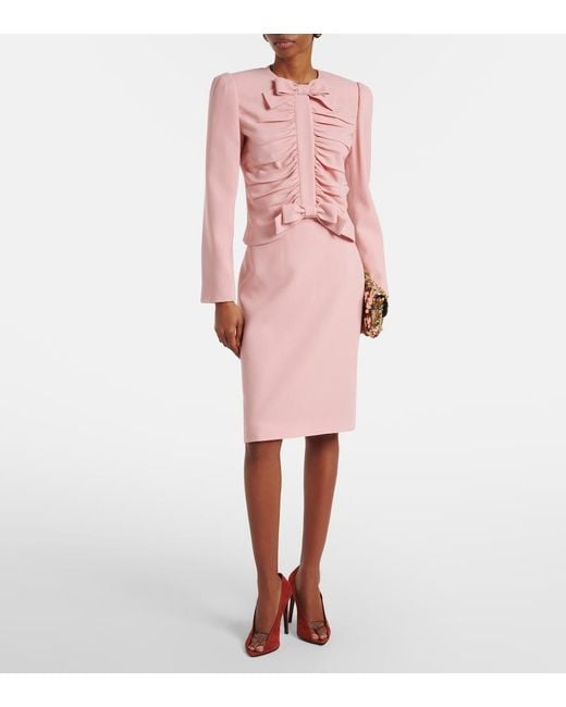 Valentino Pink Virgin Wool Crepe Pencil Skirt