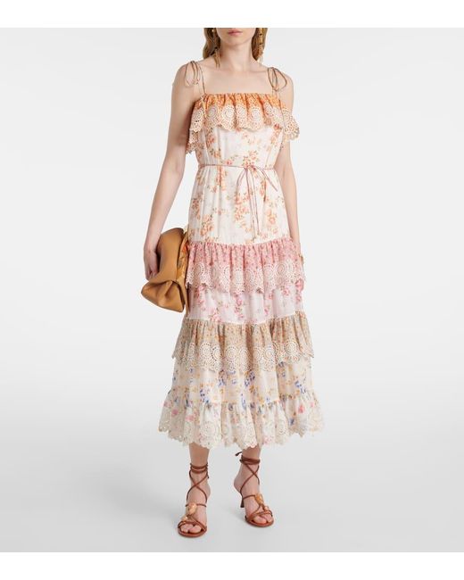 Vestido Largo Lucky De Algodon Zimmermann de color Pink