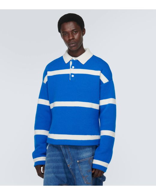 J.W. Anderson Blue Striped Wool-blend Polo Shirt for men