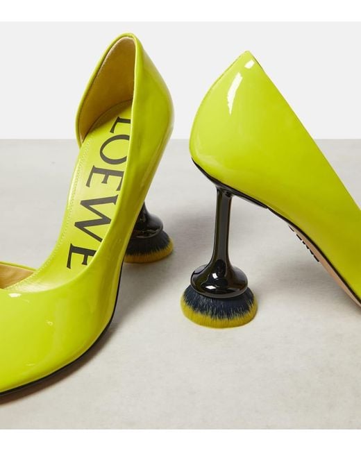 Loewe Green Toy Brush Patent Leather Pumps