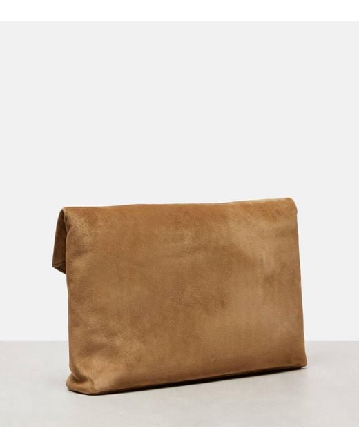 Saint Laurent Brown Clutch Cassandre Large Aus Veloursleder