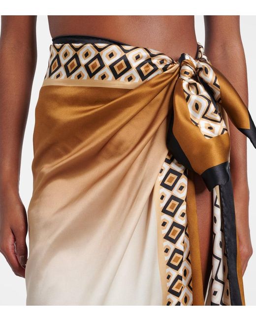 Max Mara Metallic Ottico Silk Beach Cover-Up