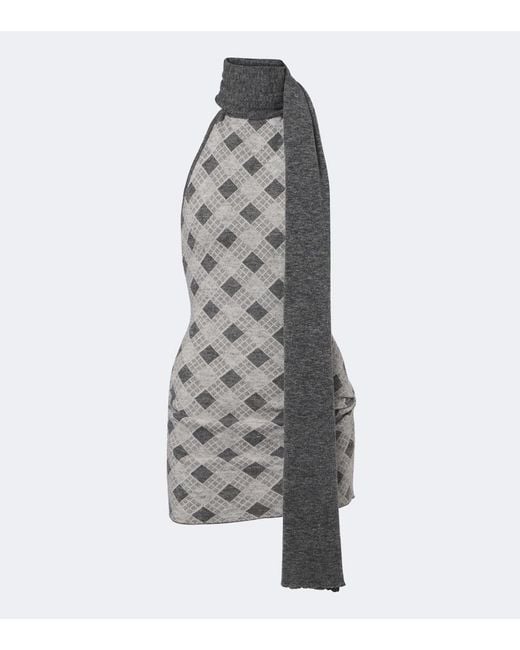 AYA MUSE Gray Axis Wool-Blend Minidress