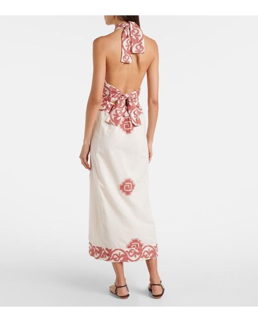 Johanna Ortiz Pink Printed Cotton Midi Dress
