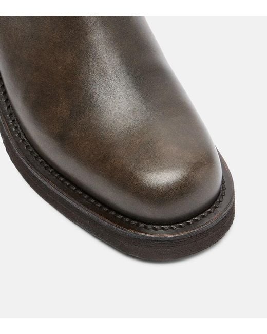 Brunello Cucinelli Black Monili Leather Knee-High Boots