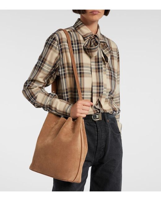Aesther Ekme Brown Schultertasche Marin Medium Aus Veloursleder