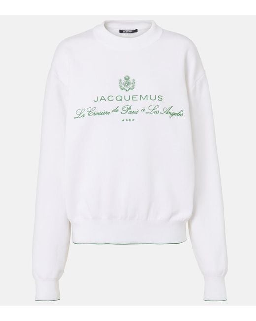 Jacquemus White Vince Embroidered Cotton-Blend Sweatshirt