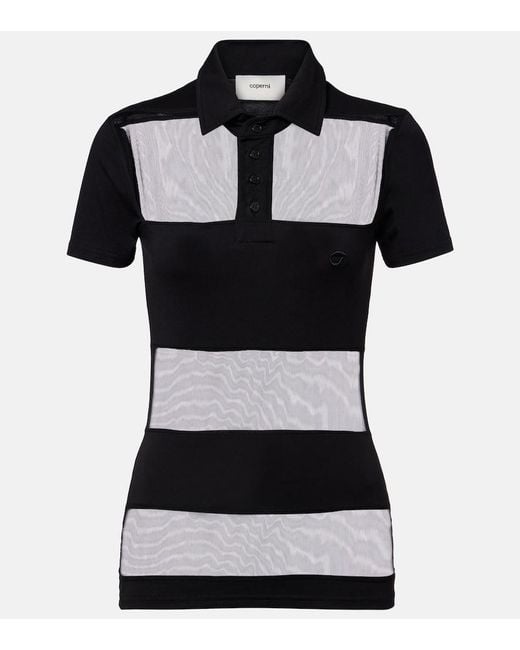 Coperni Black Paneled Cotton-Blend Crop Top