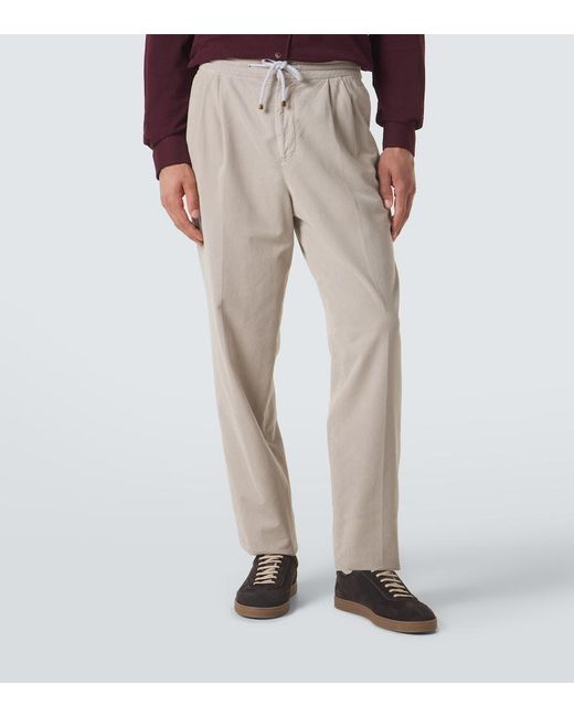 Brunello Cucinelli Natural Cotton Corduroy Tapered Pants for men