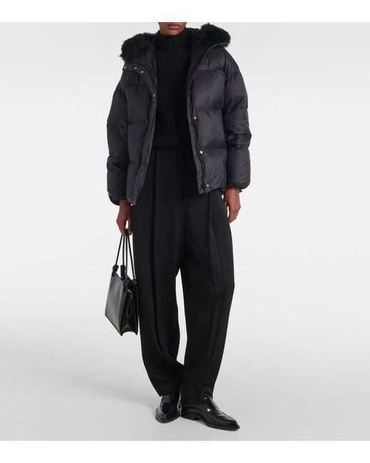 Yves Salomon Black Shearling-Trimmed Down Jacket