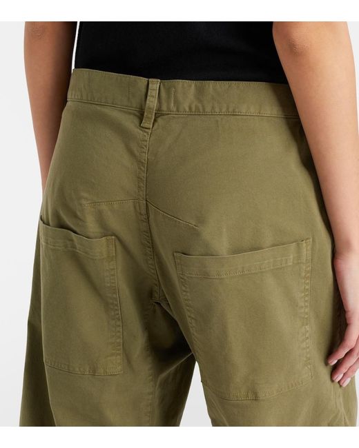 Nili Lotan Green Shon Cotton Twill Barrel-Leg Pants