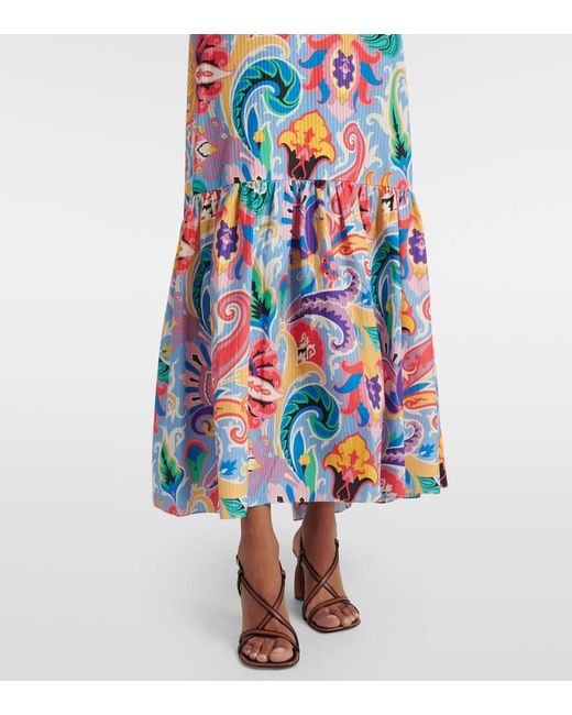 Etro White Printed Cotton And Silk Maxi Dress