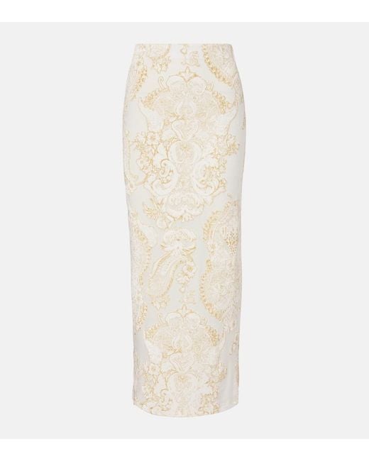 Roberto Cavalli Natural Printed Midi Skirt