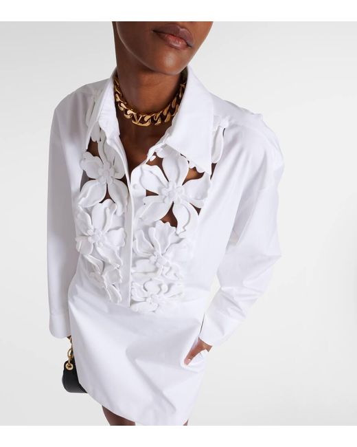 Valentino White Embroidered Cotton Poplin Minidress