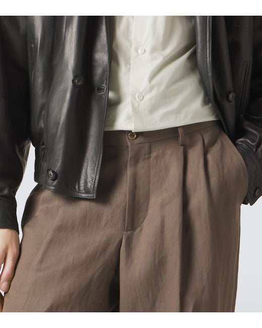 Giorgio Armani Brown Archivio Linen-Blend Straight Pants for men
