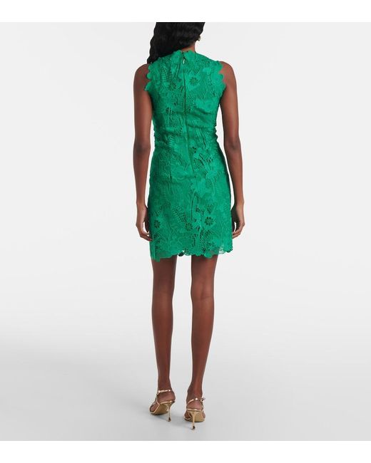 Monique Lhuillier Green Floral Lace Minidress