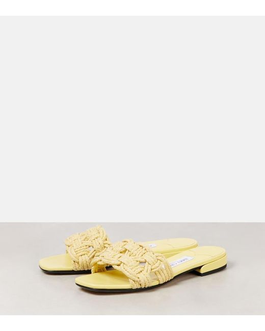 Jimmy Choo Metallic Pantoletten Chara Aus Raffiabast