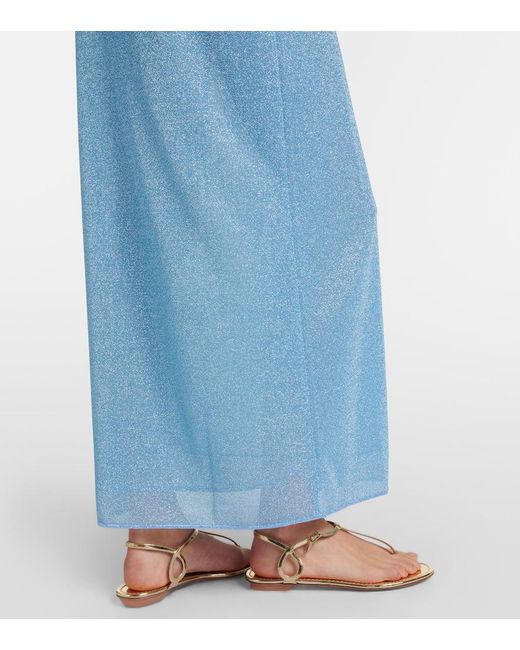 Oseree Blue Lumiere Belted Maxi Dress