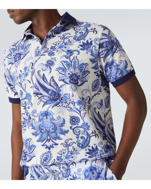 Polo De Pique De Algodon Floral Etro de hombre de color Blue