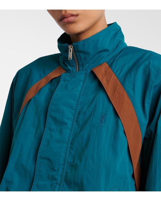Saint Laurent Blue Cassandre Technical Faille Jacket