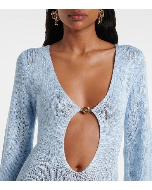 Bananhot Blue Rey Sequined Knitted Minidress