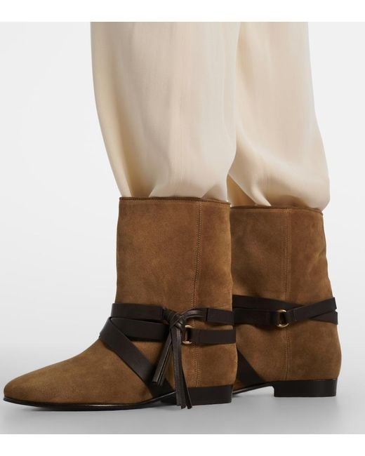 Isabel Marant Brown Rejen Leather-Trimmed Suede Ankle Boots