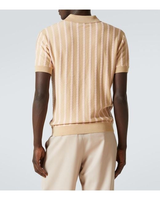 King & Tuckfield Natural Striped Wool Polo Shirt for men