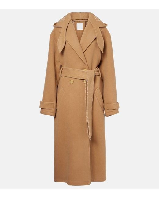 Givenchy Brown Wool And Silk Wrap Coat