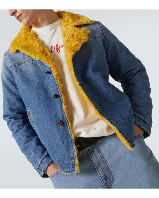 Chaqueta En Denim Con Borrego Sintetico ERL de hombre de color Blue