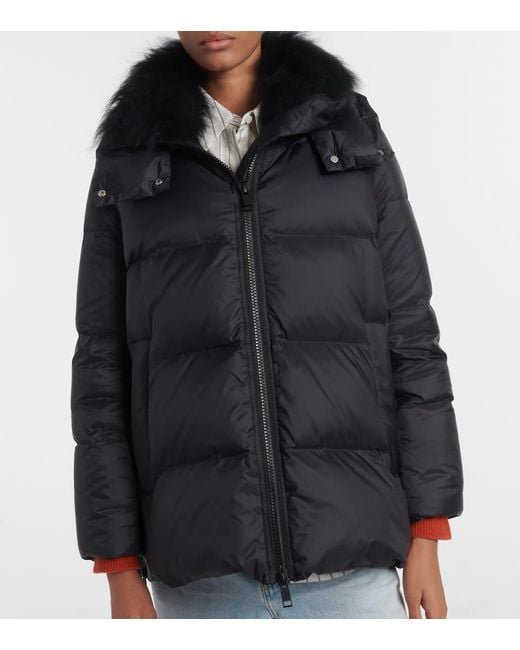 Yves Salomon Black Quilted Down Jacket