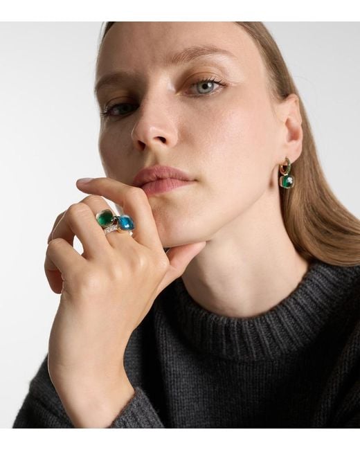 Pomellato Nudo 18kt Gold Ring With London Blue Topaz And Diamonds