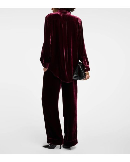 Asceno Purple Pyjama-Hemd London aus Samt