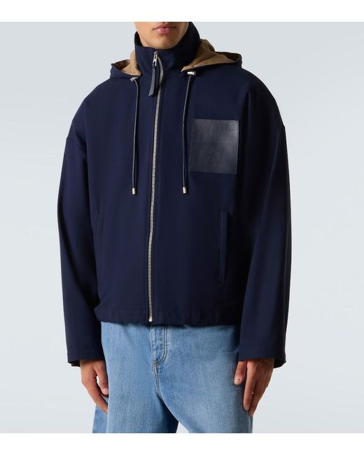 Chaqueta De Sarga De Algodon Con Capucha Loewe de hombre de color Blue
