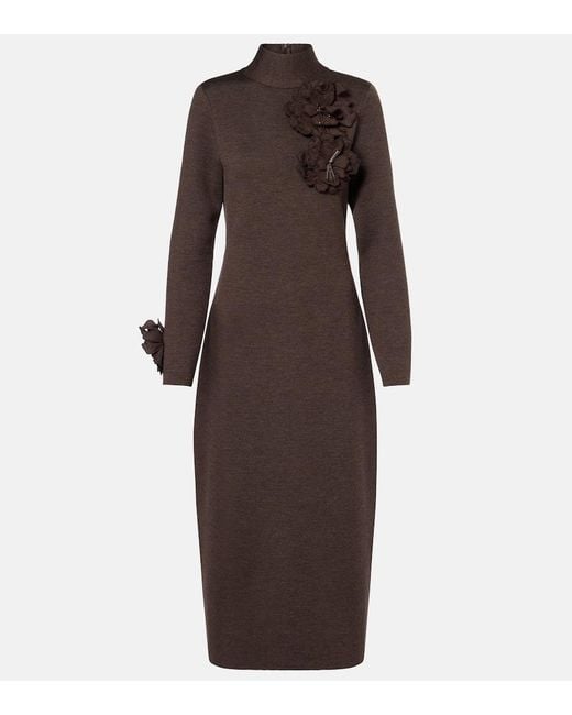 Abito Midi di Oscar de la Renta in Brown
