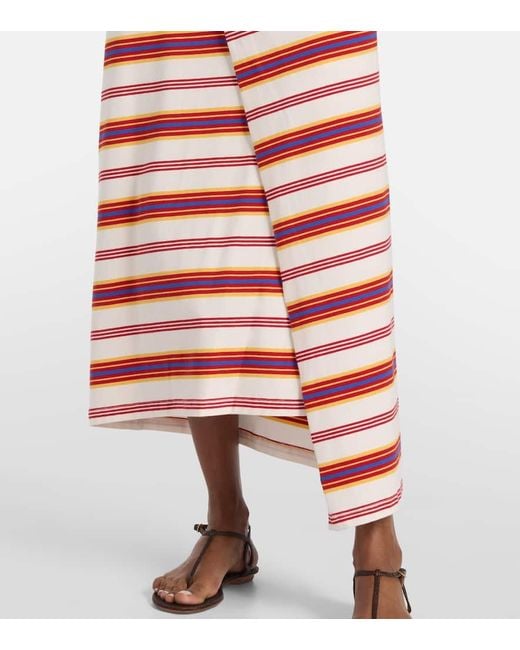 Rabanne Red Striped Cotton-Blend Jersey Maxi Dress