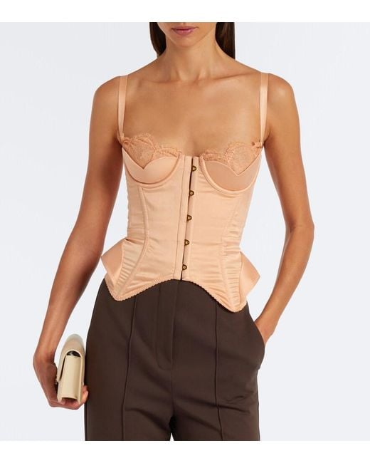 Maria Lucia Hohan White Larya Lace-Trimmed Silk-Blend Corset