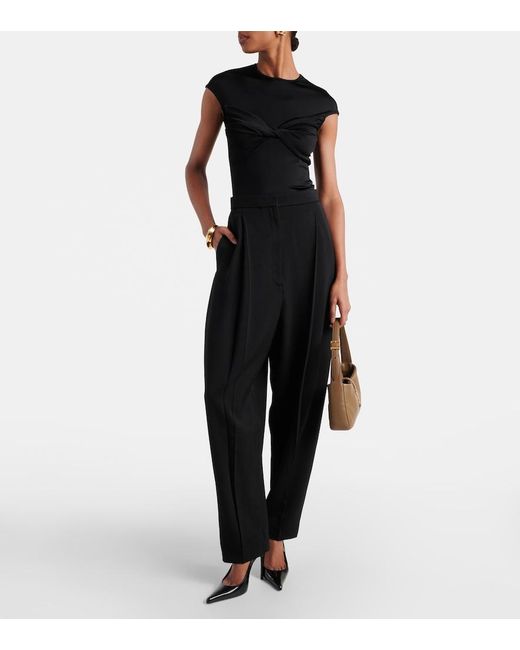 TOVE Black Paola Twist-Detail Jersey Top