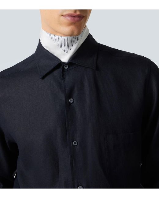Loro Piana Blue Andre Linen Shirt for men
