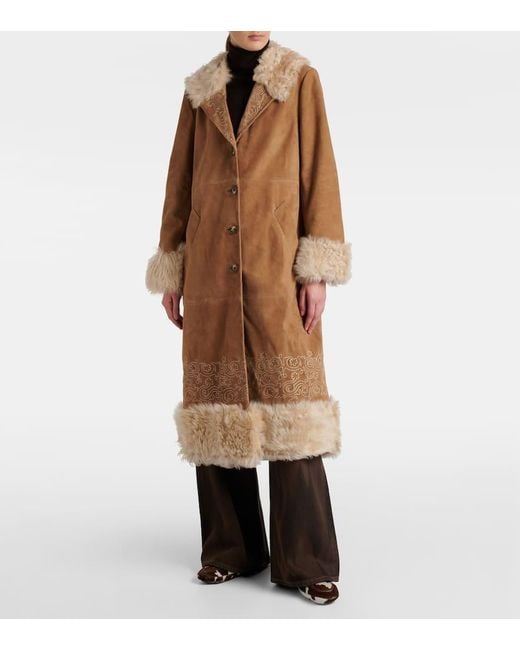 Abrigo Cienna De Ante Bordado Rixo de color Brown