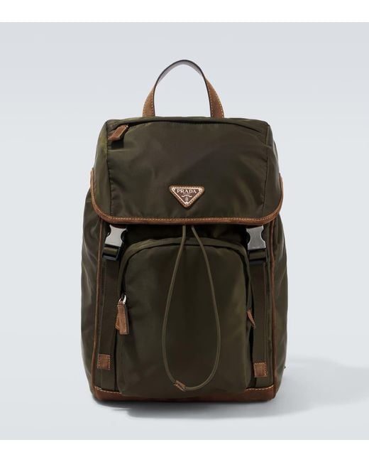 Prada Green Re-Nylon Suede-Trimmed Backpack for men