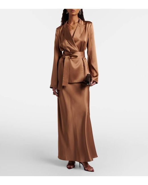 Joseph Brown Archer Double-Breasted Silk Satin Blazer