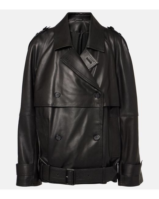Totême Black Oversized Leather Jacket