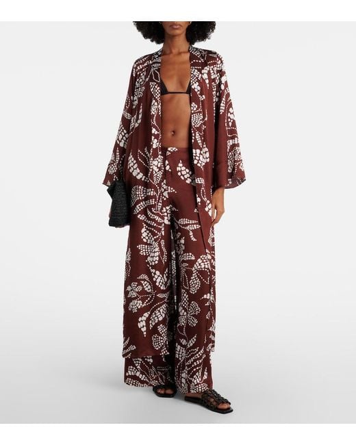 Poupette Red Lea Printed Beach Cover-Up